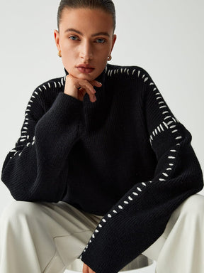 Pull Col Roulé Élégant en Tricot