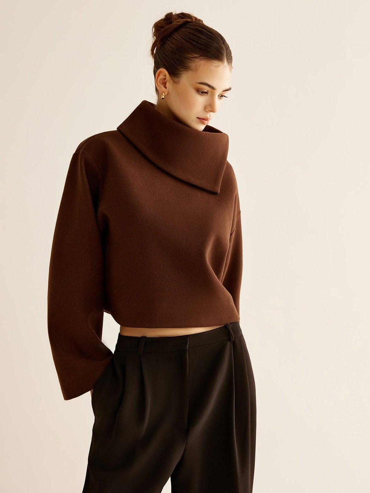 Pull en tweed manches longues confort
