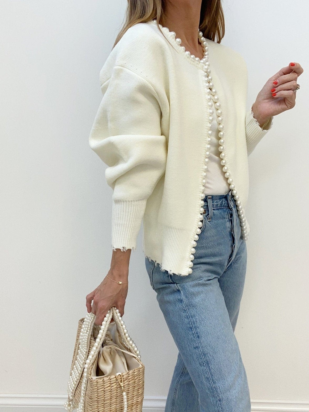 Pull Élégant en Tricot avec Perles