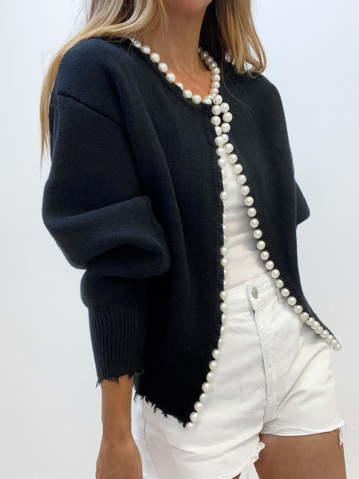 Pull Élégant en Tricot avec Perles