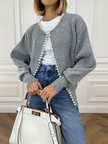 Pull Élégant en Tricot avec Perles