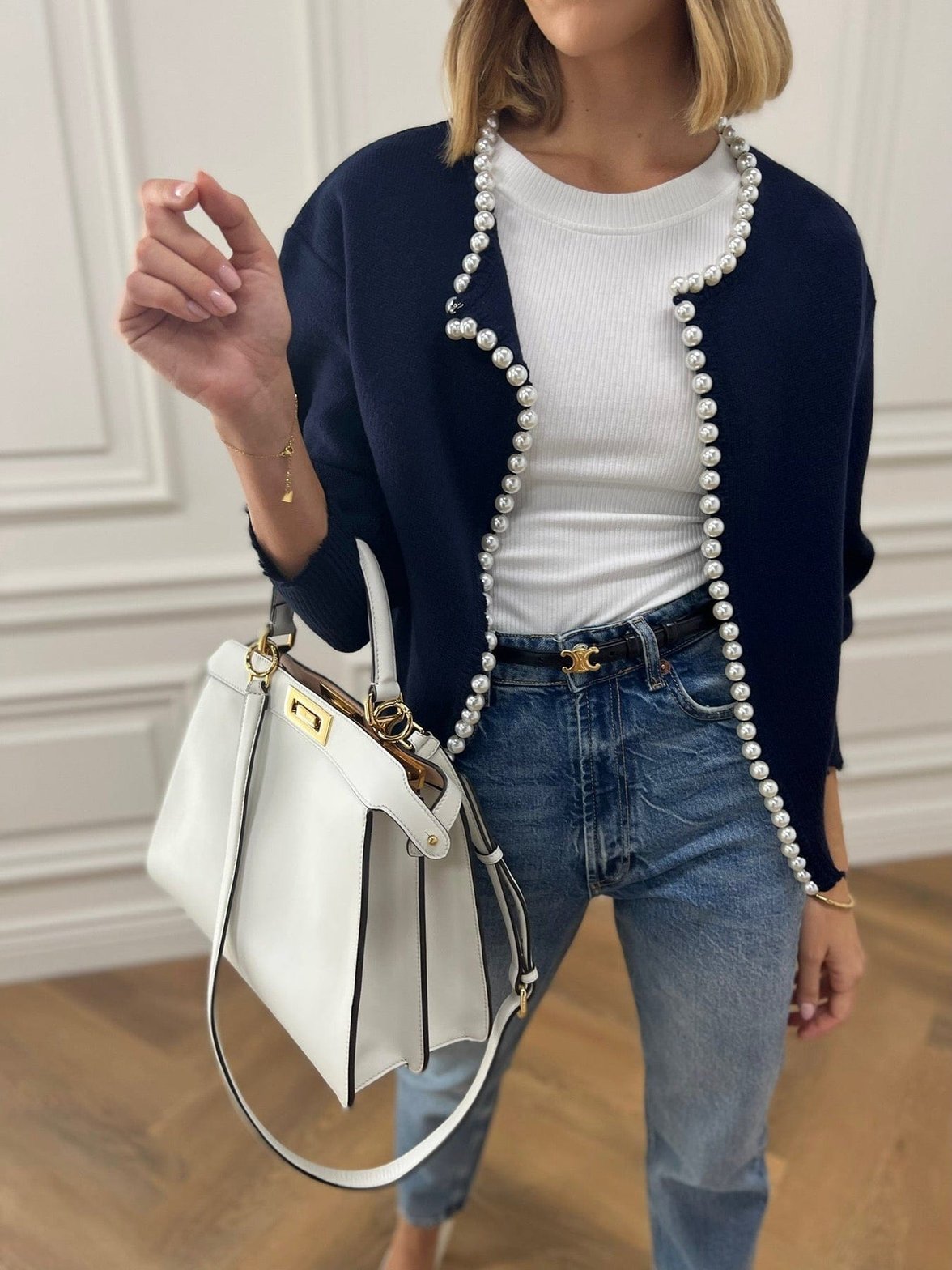 Pull Élégant en Tricot avec Perles