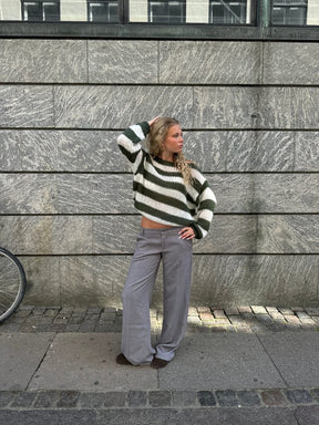 Pull Oversize Rayé Marine & Blanc
