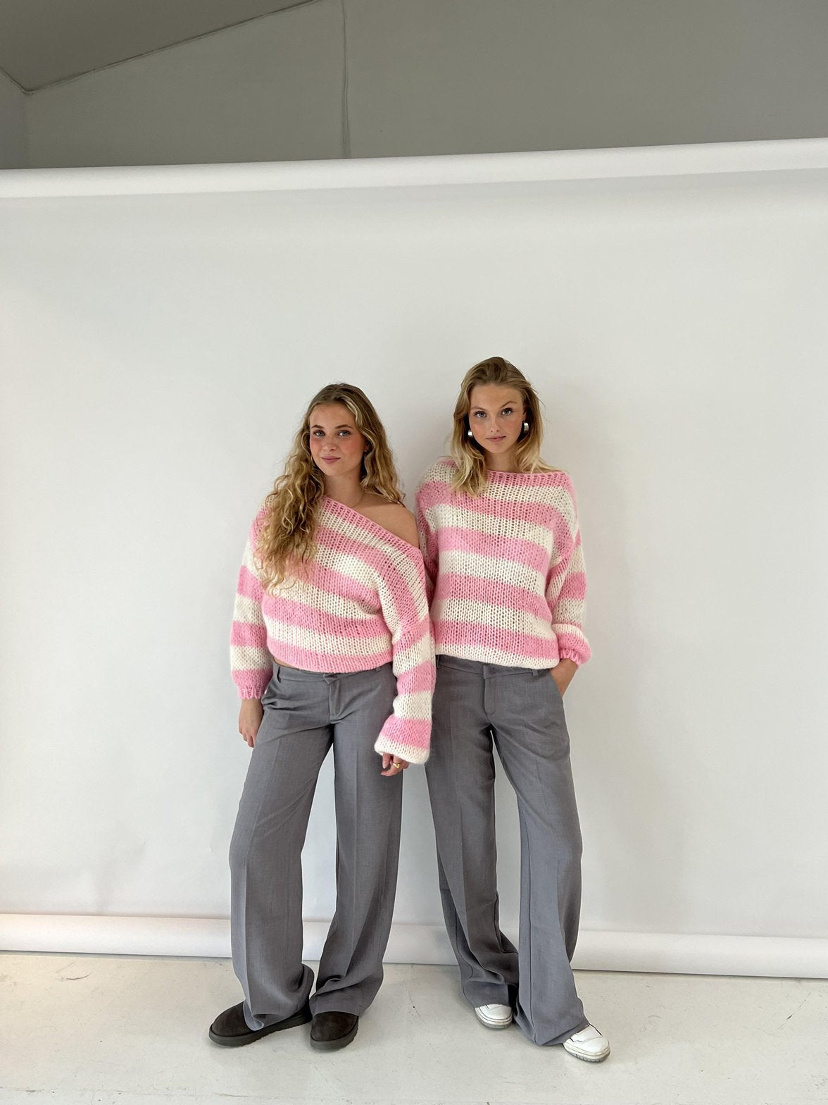 Pull Oversize Rayé Marine & Blanc
