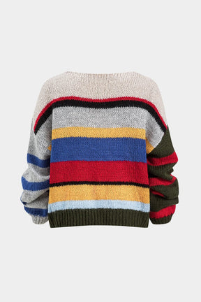 Pull rayé multicolore vue arrière doux