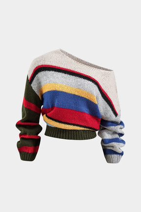 Pull rayé multicolore vue avant soleil