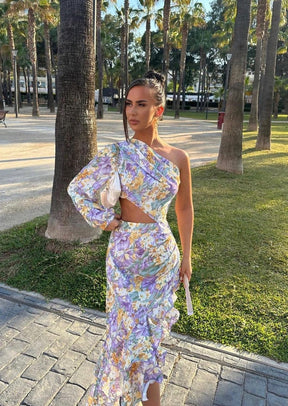 Robe asymétrique fleurie printemps douceur