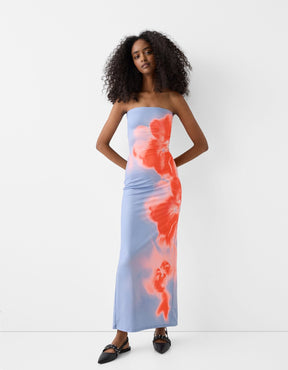 Robe bandeau motif floral détail brise