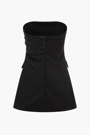Robe bustier noire satinée vue de dos - Lune