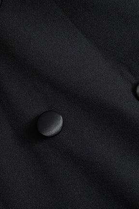 Robe bustier noire satinée vue de côté - Soleil