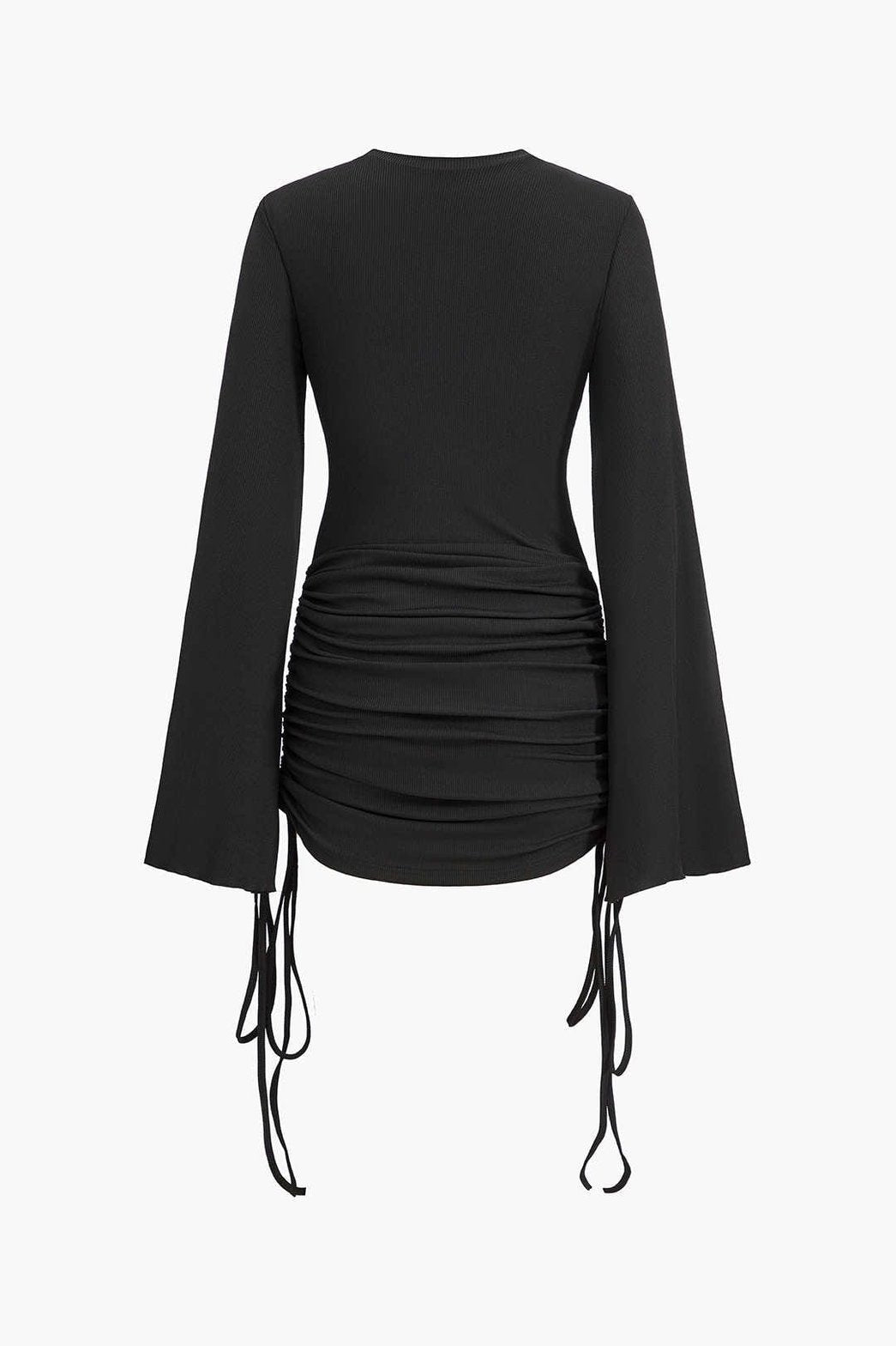 Robe côtelée noire froncée vue de dos lune