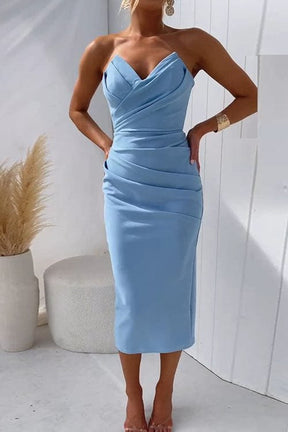 Robe bustier drapée bleu ciel harmonie