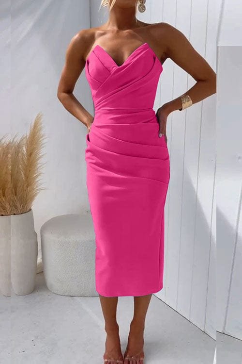 Robe moulante bustier drapée crystal