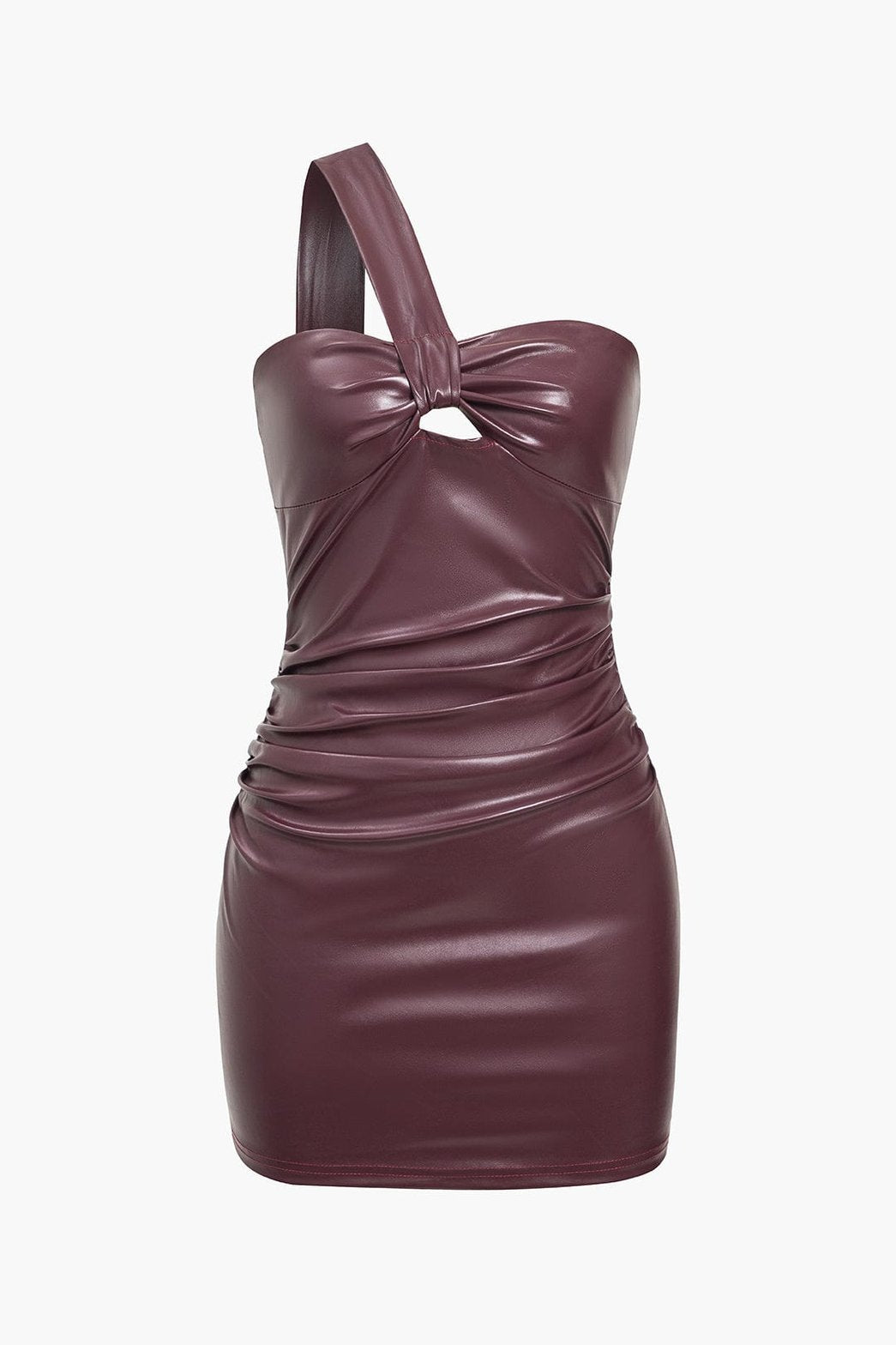 Mini robe une épaule en cuir synthétique lune