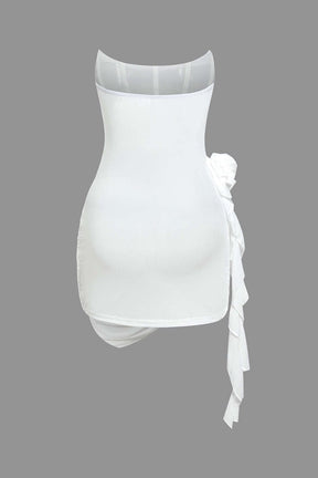 Robe moulante à fleurs 3D - Perle