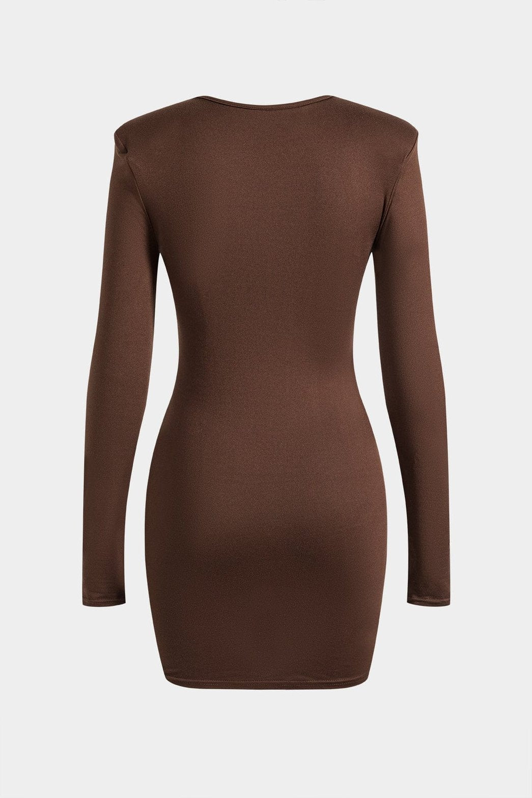 Robe courte drapée marron vue de côté satin