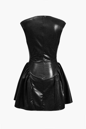 Vue d'ensemble robe simili cuir bordeaux fleur
