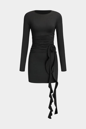 Robe courte fleurie 3D vue de face papillon