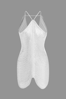 Robe moulante col V brillant vent