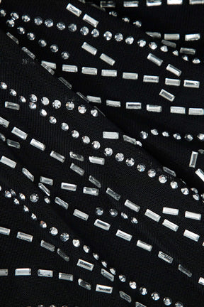Robe moulante à franges scintillantes saphir
