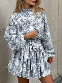 Robe imprimée col droit vue de face soleil