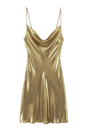 Robe courte ajustée métallisée étoile