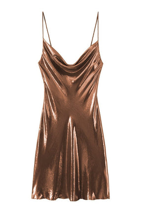 Robe courte brillante dorée jade