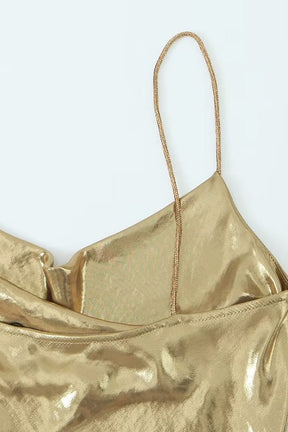 Robe de soirée métallisée brillant cristal