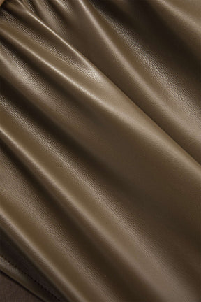 Robe Courte Simili-Cuir Col Rond