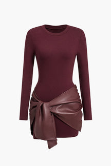 Robe Courte Simili-Cuir Col Rond