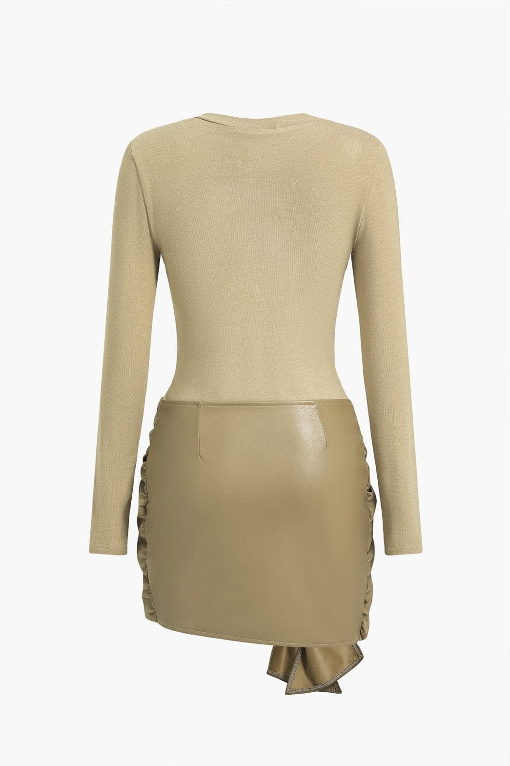 Robe Courte Simili-Cuir Col Rond