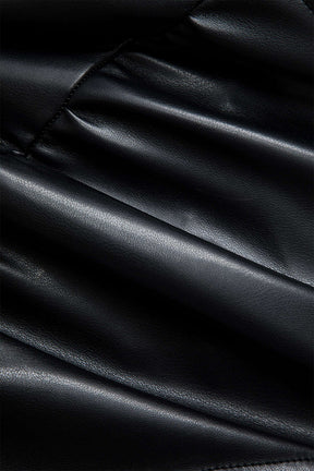 Robe Courte Simili-Cuir Col Rond