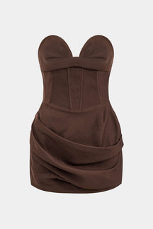 Robe bustier marron vue de face sirène