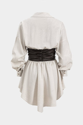 Robe courte style cuir et lin vue de côté soleil