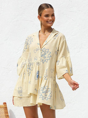 Robe d'été imprimée soleil vue de face sublime