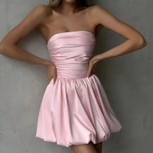 Robe courte bustier satin perle