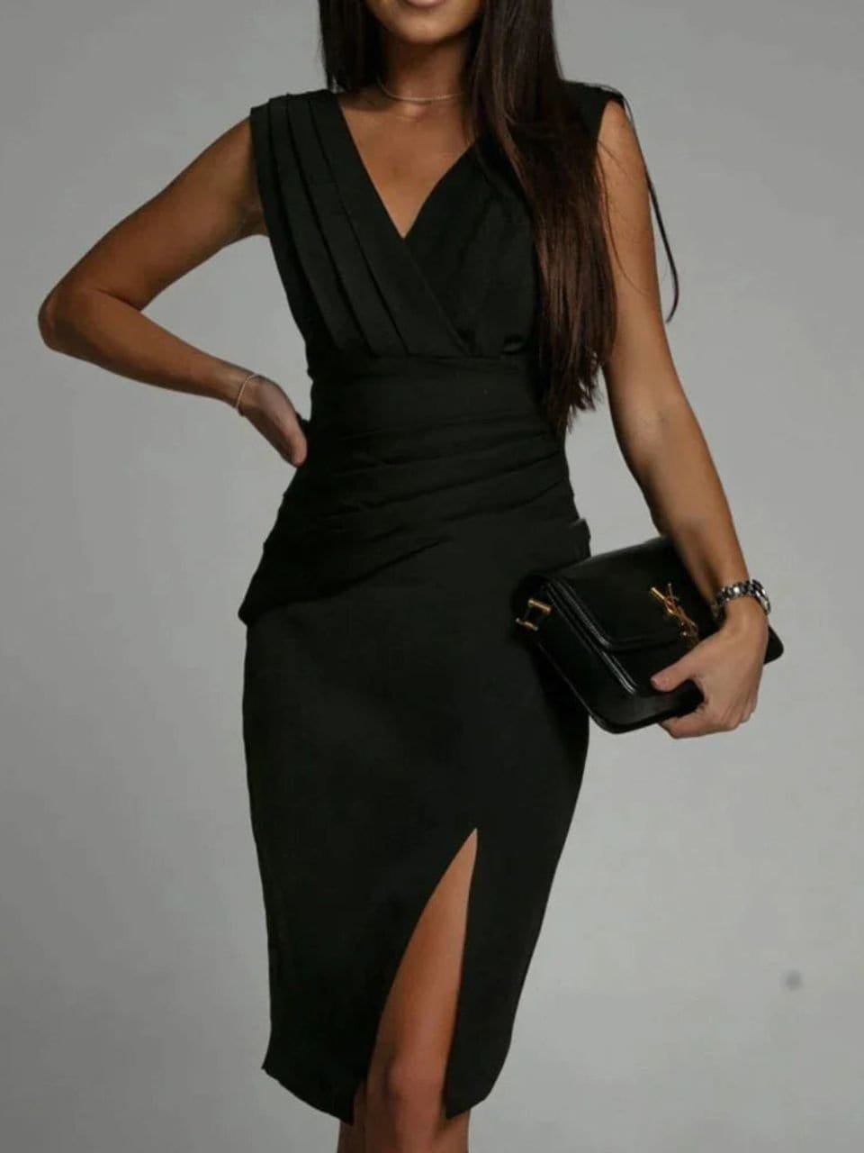 Robe cocktail noire élégante quartz