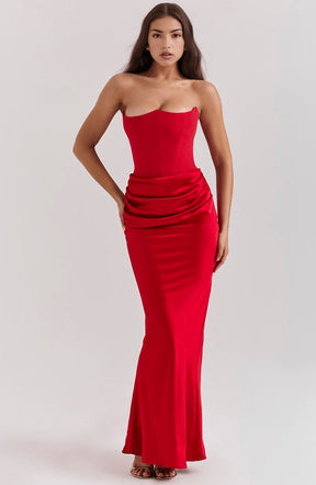 Robe de gala plissée océan