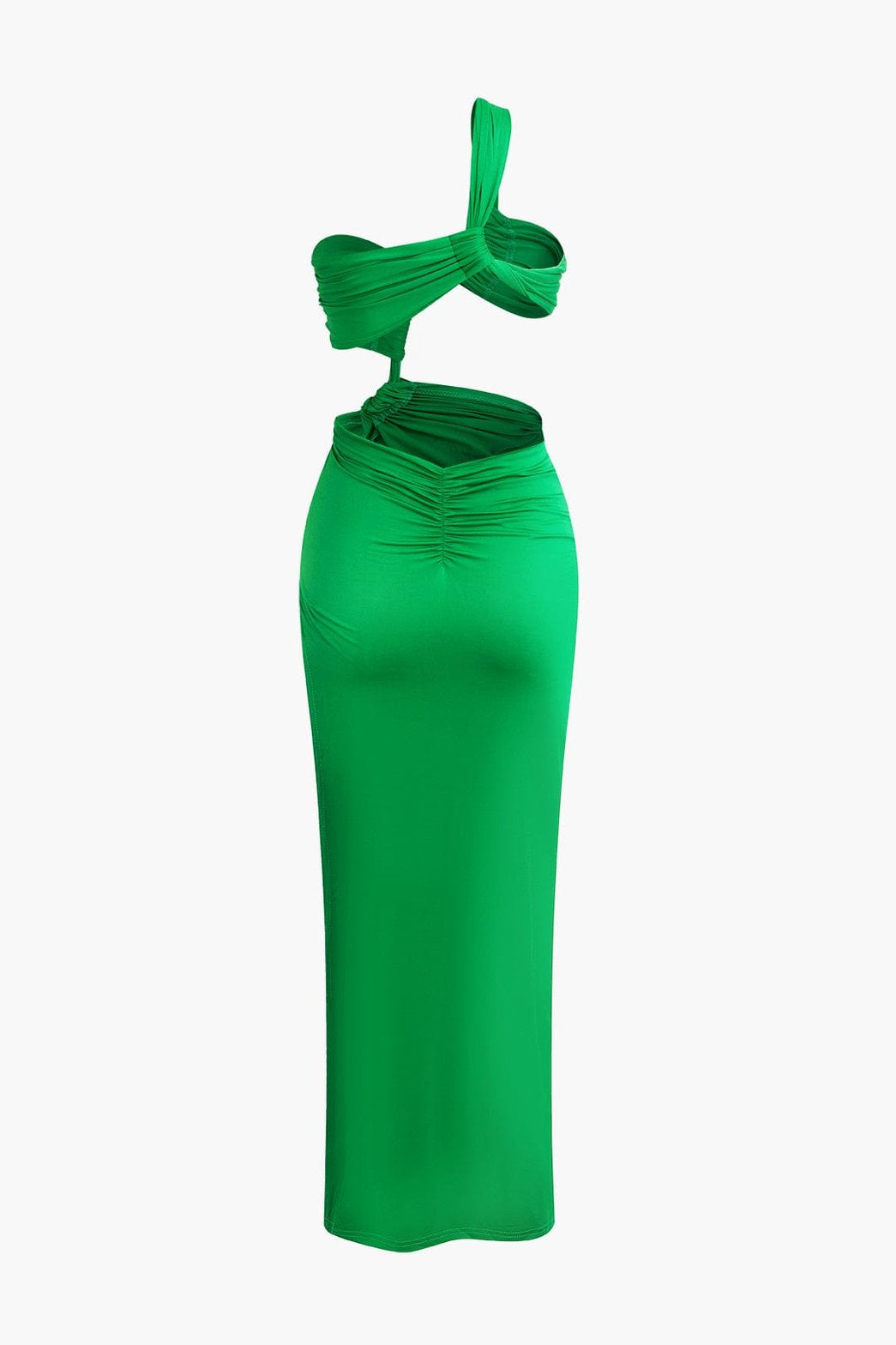 Robe longue asymétrique verte émeraude glamour