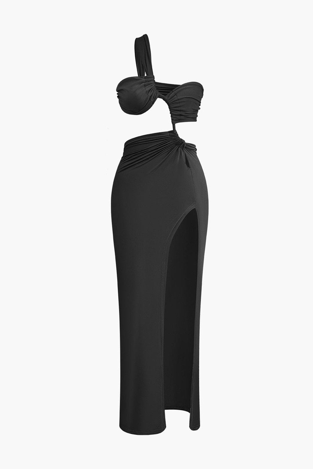 Robe longue découpe verte émeraude perle