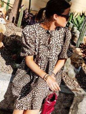 Robe courte léopard détail épaule joie
