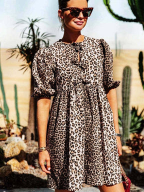 Robe léopard manches bouffantes danse