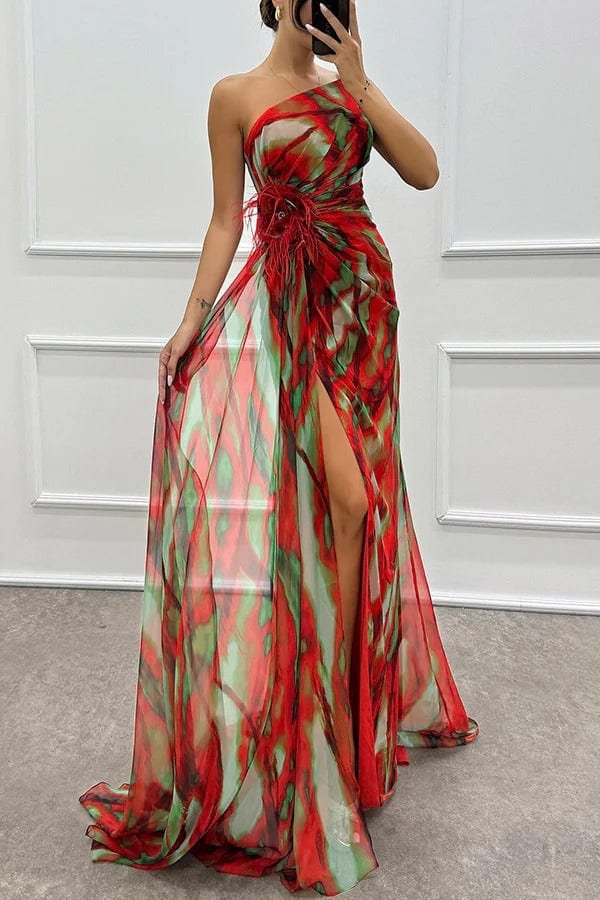 Robe fendue asymétrique élégante harmonie