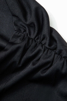 Robe longue noire asymétrique chic