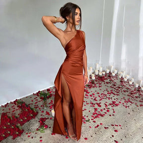 Robe Longue Asymétrique Satin
