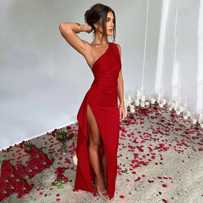 Robe Longue Asymétrique Satin