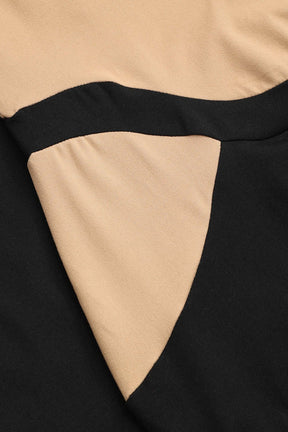 Robe longue bicolore sans manches vue trois-quarts grâce