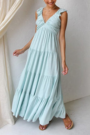 Robe longue col V charme