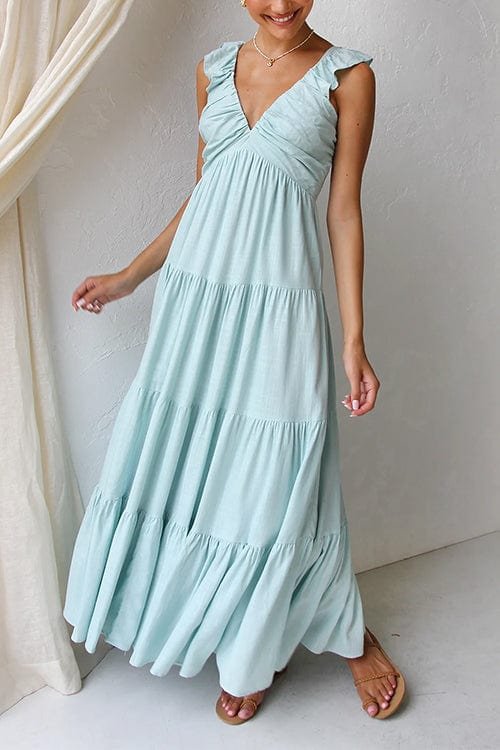 Robe longue col V charme