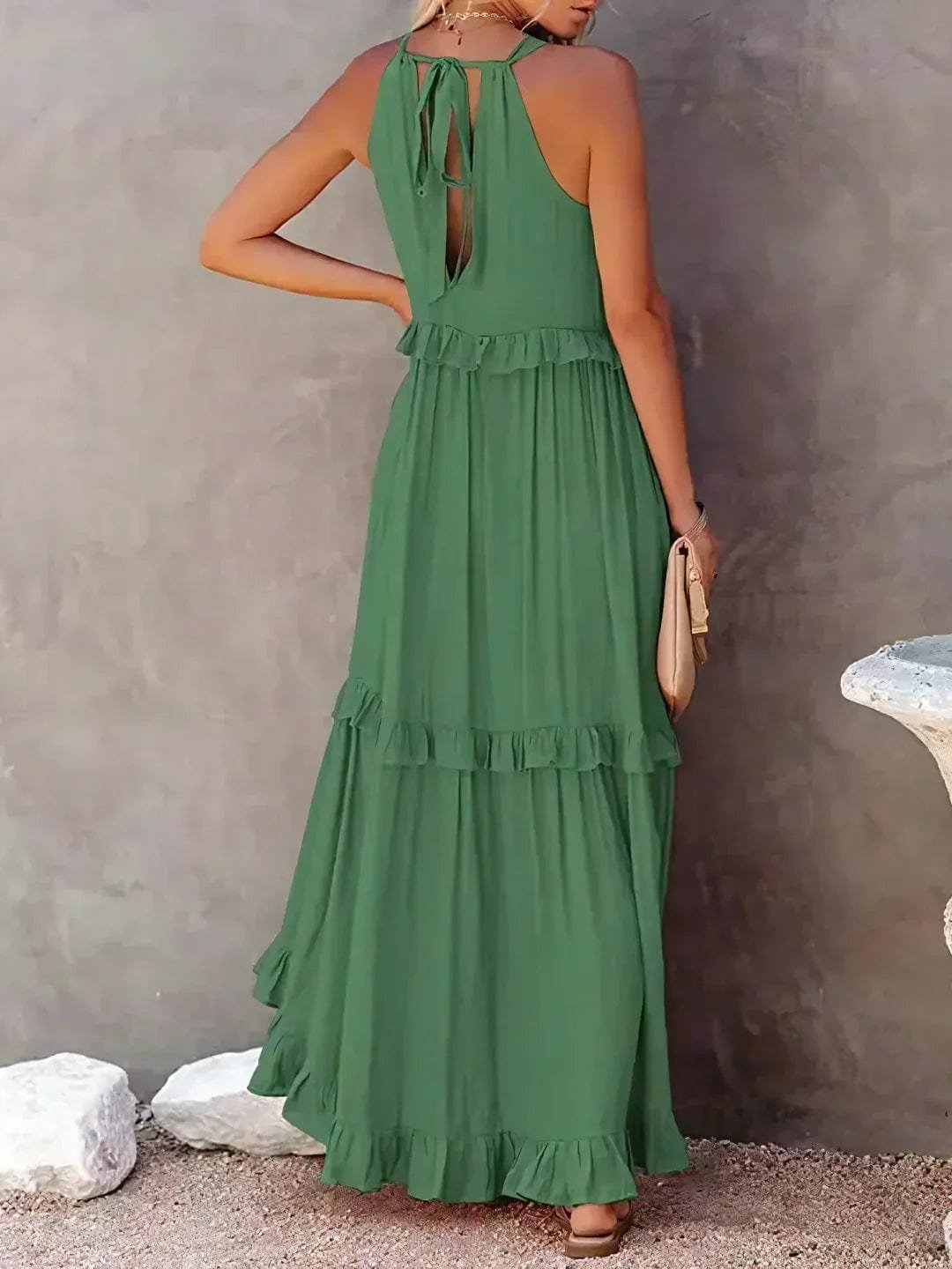 Robe Longue Bohème à Volants - Dos Nu